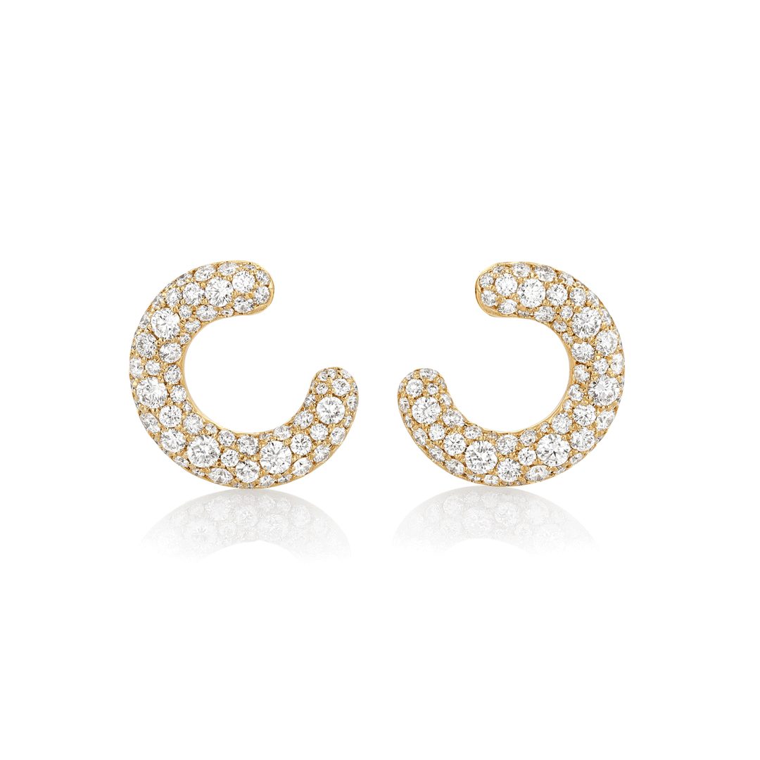Luminous 18k Yellow Gold and Diamond 2.02 Total Weight 17mm Hoops