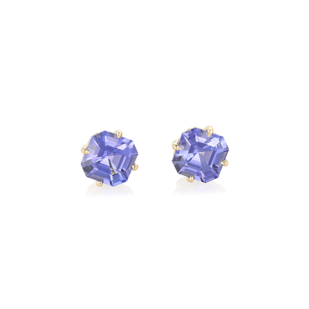 Hamilton Caroline Collection 18k Yellow Gold and Tanzanite Stud Earrings