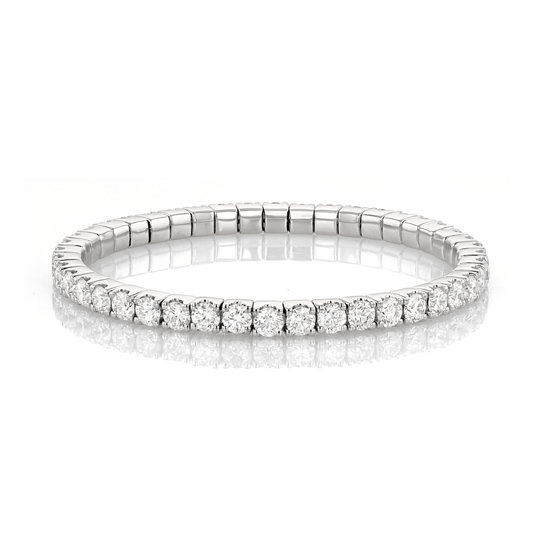 18k White Gold and 11.00 Total Weight Diamond Stretch Bracelet