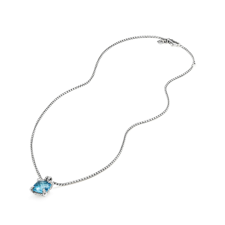 David Yurman Chatelaine Pendant Necklace in Sterling Silver with Blue Topaz and Pavé Diamonds