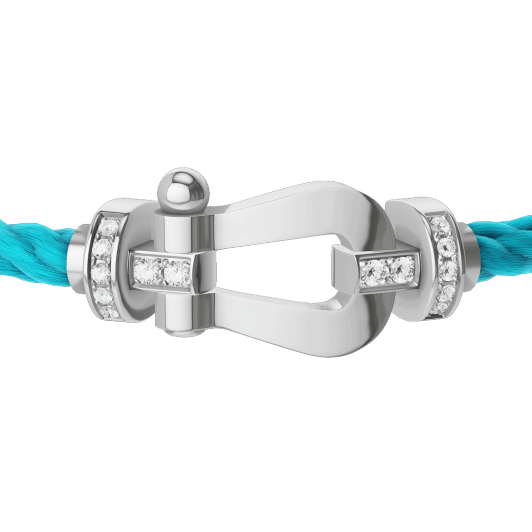 FRED Turquoise Cord Bracelet with 18k White Half Diamond LG Buckle, Exclusively at Hamilton Jewelers