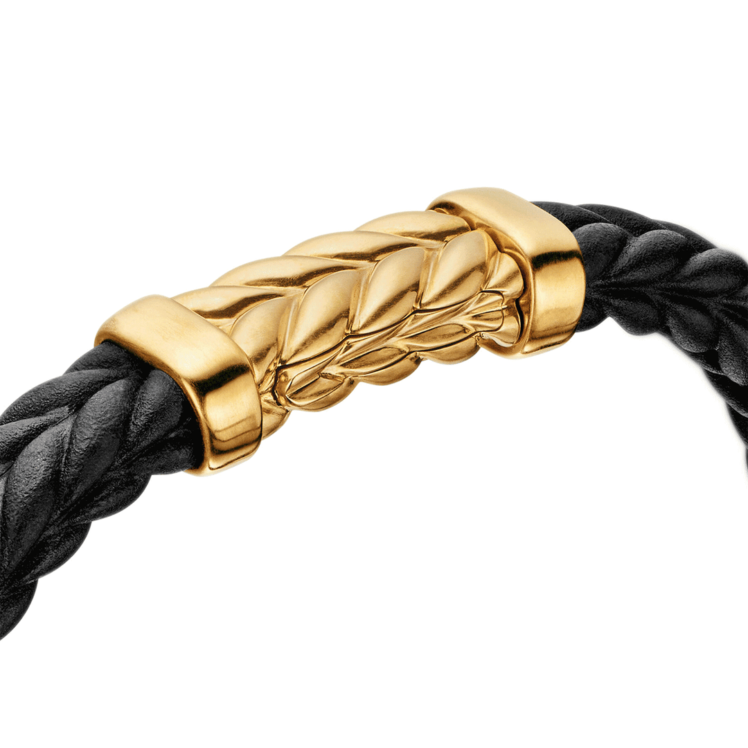 David Yurman Chevron Bracelet Black Rubber with 18K Yellow Gold and Diamonds, 9mm