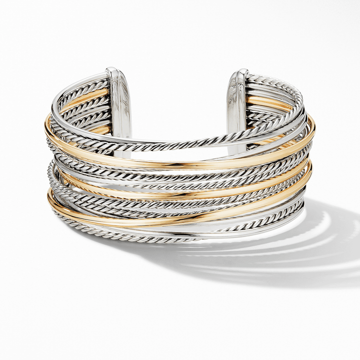 David Yurman Crossover Wide Cuff Bracelet with 18k Yellow Gold