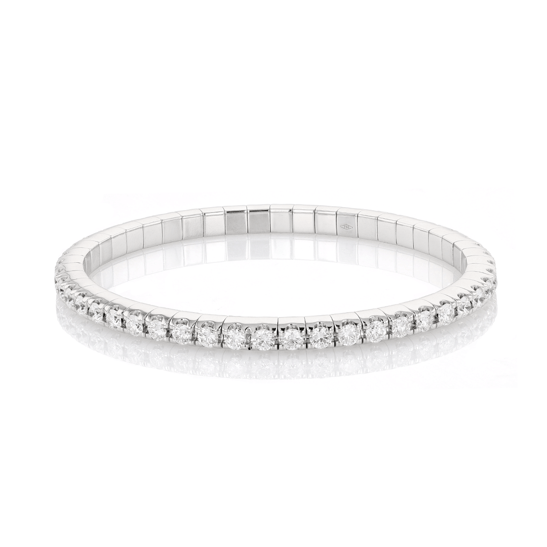 18k White Gold and Diamond 4.75 Total Weight Stretch Btacelet