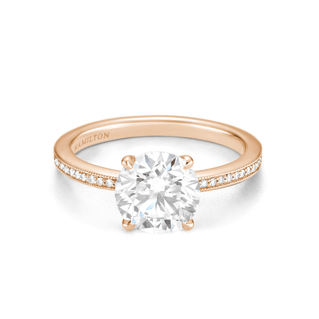 Hamilton 1912 Collection 18k Rose Gold and 0.16 Total Weight  Diamond Engagement Mounting Ring