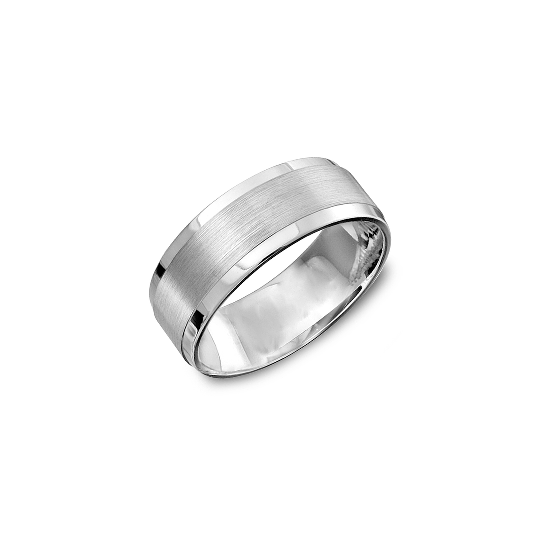14k White Gold 8mm Satin Wedding Band