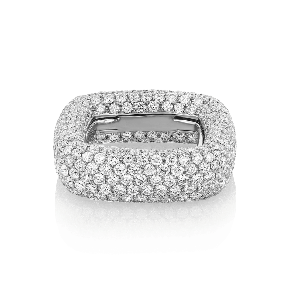 18k White Gold and 7.11 Total Weight Diamond Pave Eternity Band