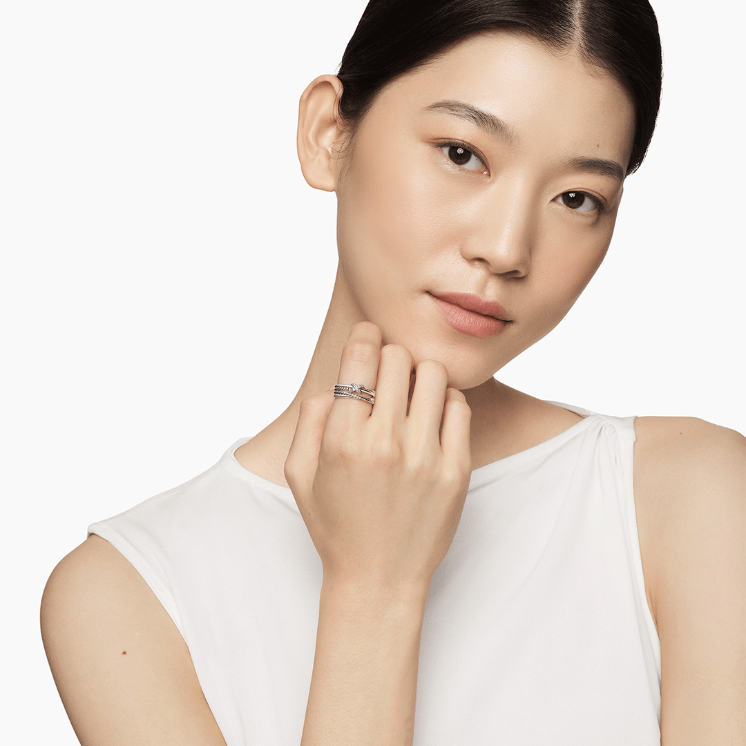 David Yurman X Collection Ring with Diamonds,6mm