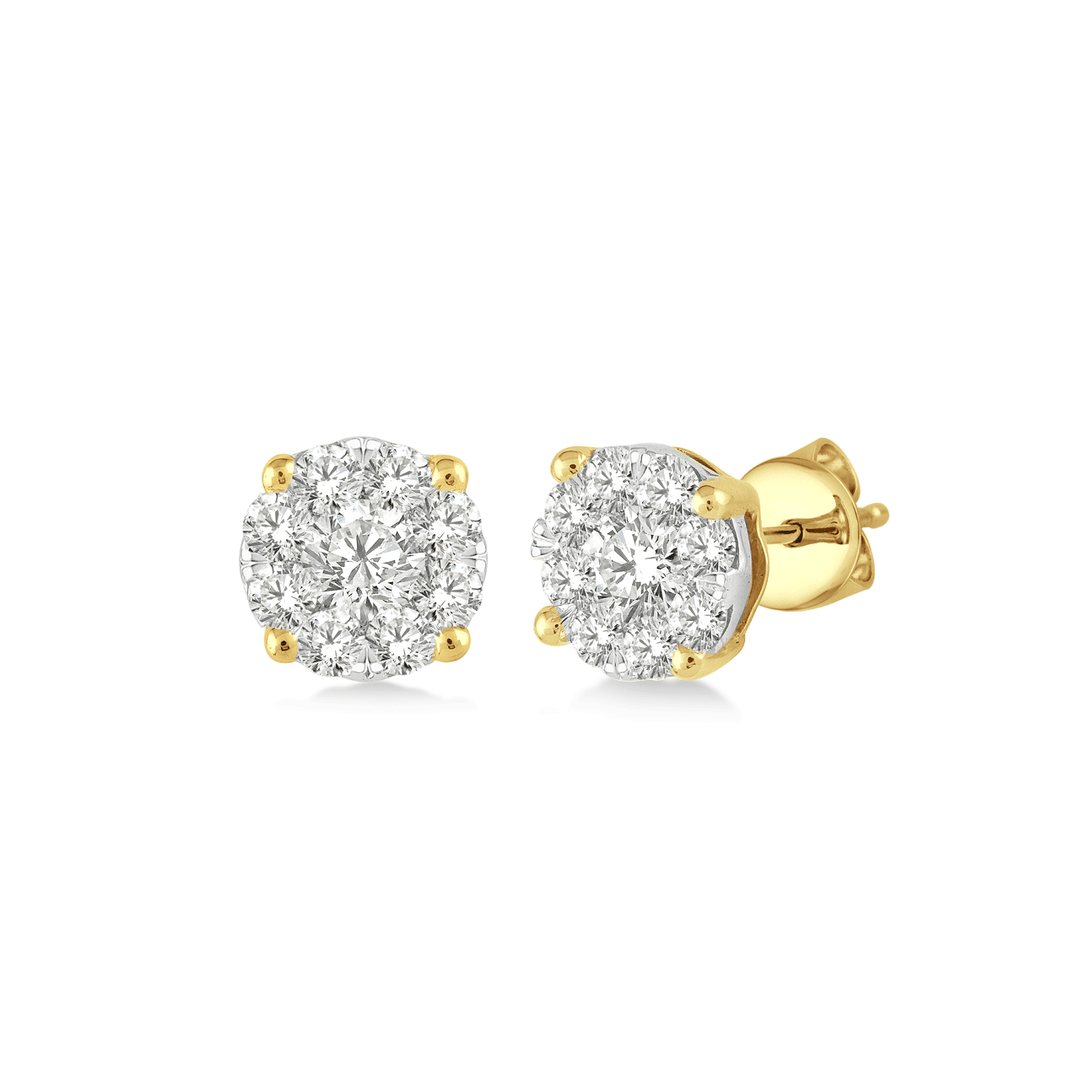 Celestial 14k Yellow Gold and Diamond .25 Total Weight Cluster Studs