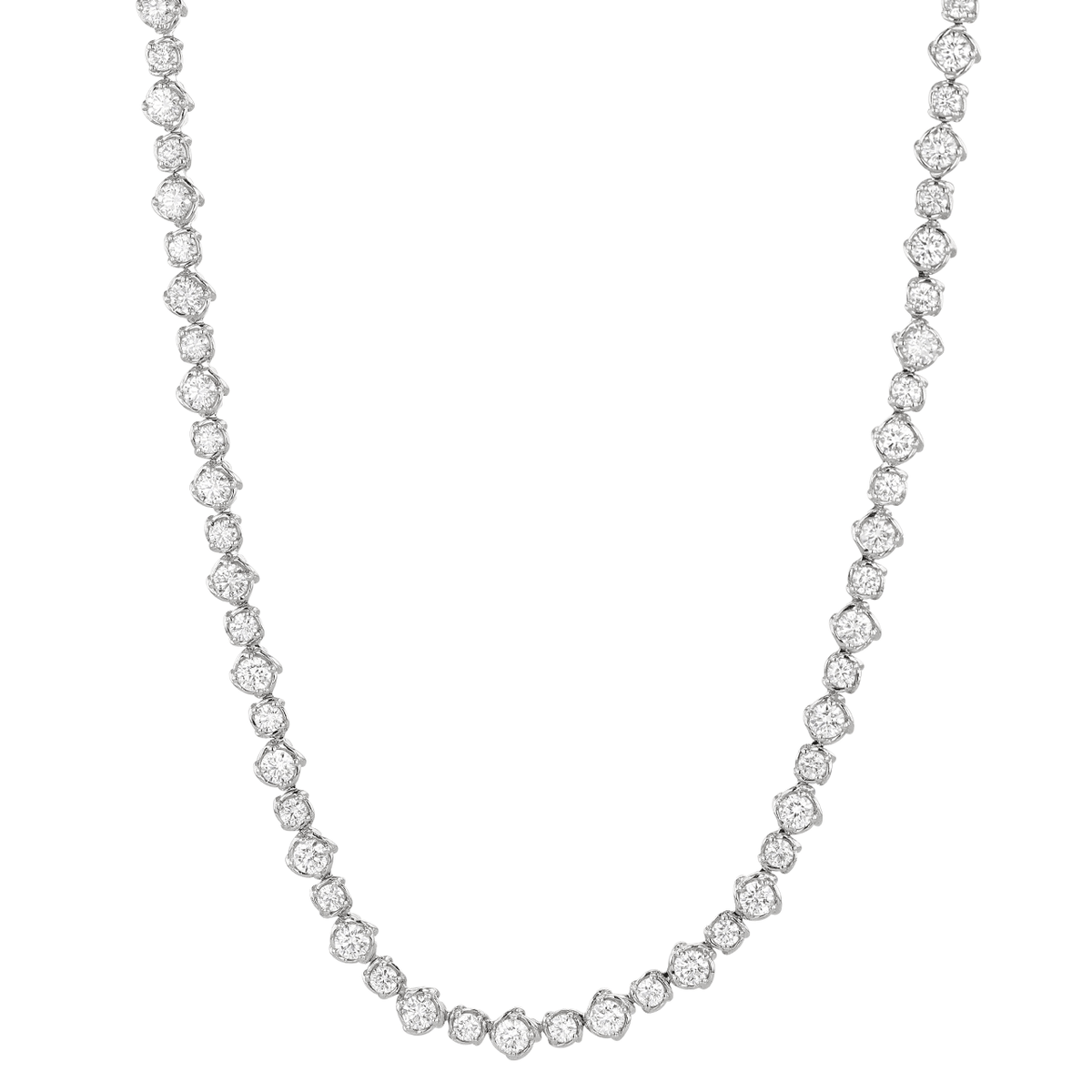 Hamilton Duet Collection 18k White Gold and 8.22 Total Weight Natural Diamond Line 16 Inch Necklace