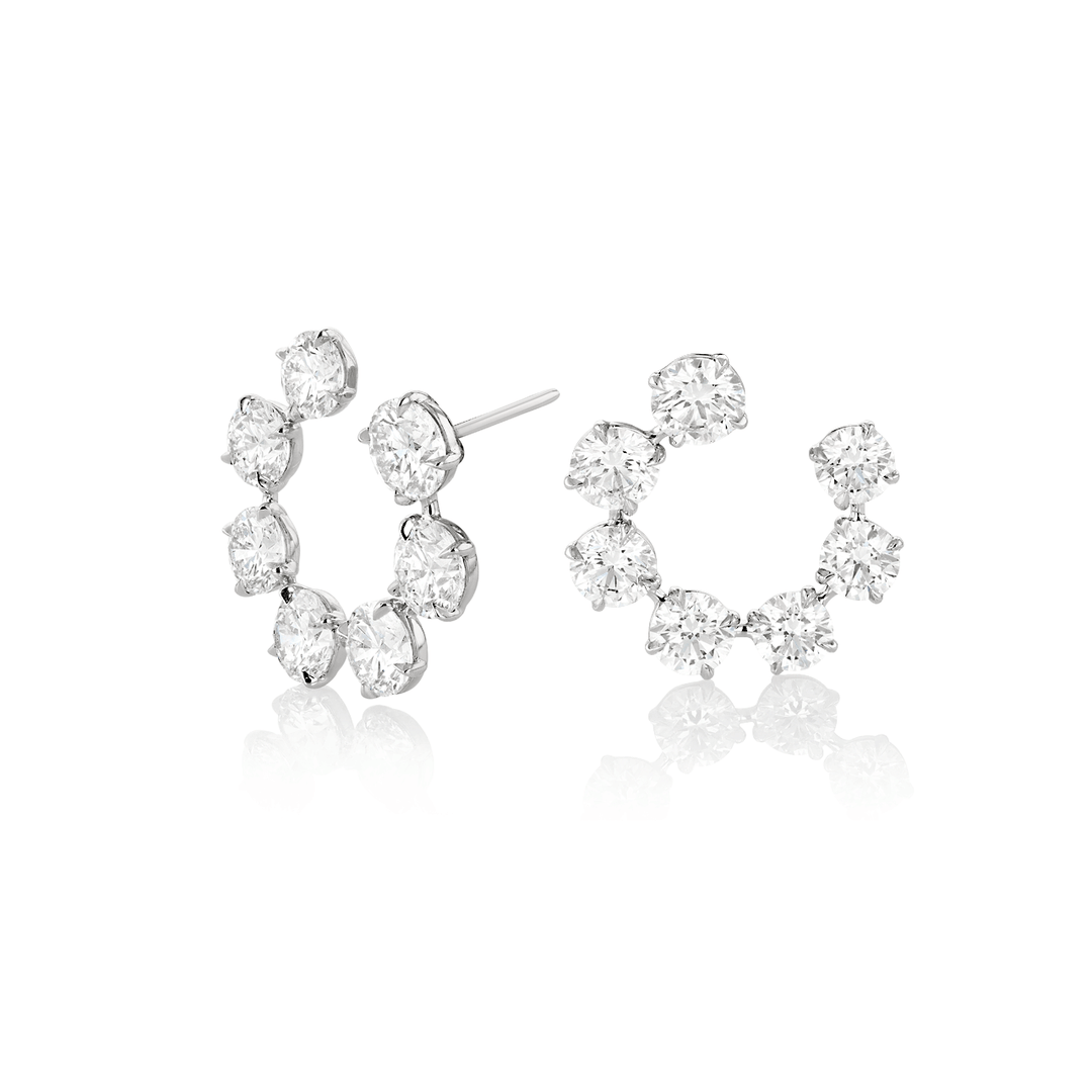 Platinum and 12.34 Total Weight Diamond Circle Earrings