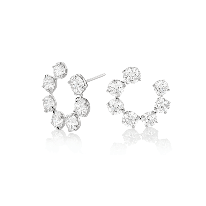 Platinum and 12.34 Total Weight Diamond Circle Earrings