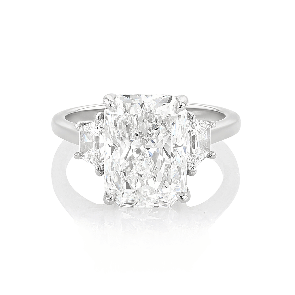 Platinum Three Stone Diamond 5.58 Total Weight Engagement Ring
