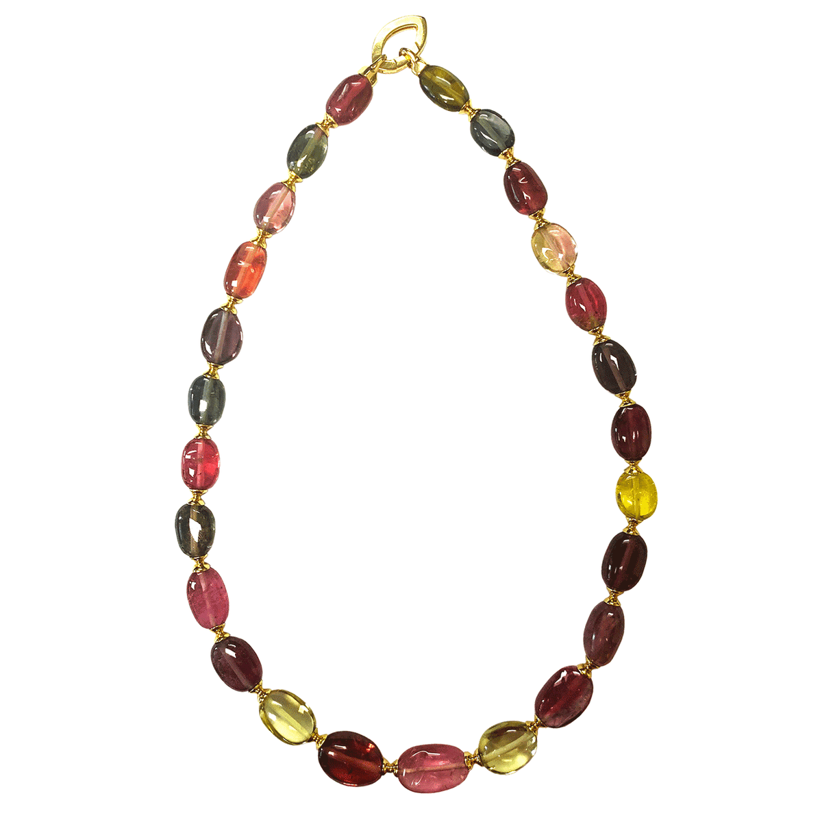 Goshwara 18k Yellow Gold and Multi Color Tourmaline Beads Necklace