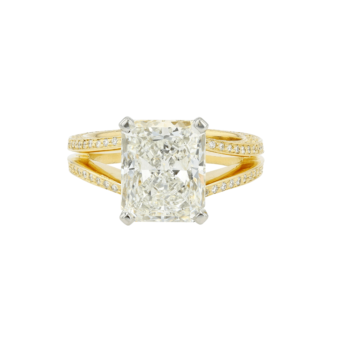 Hamilton Private Reserve Collection Platinum and 18k Gold Radiant Cut Diamond Ring