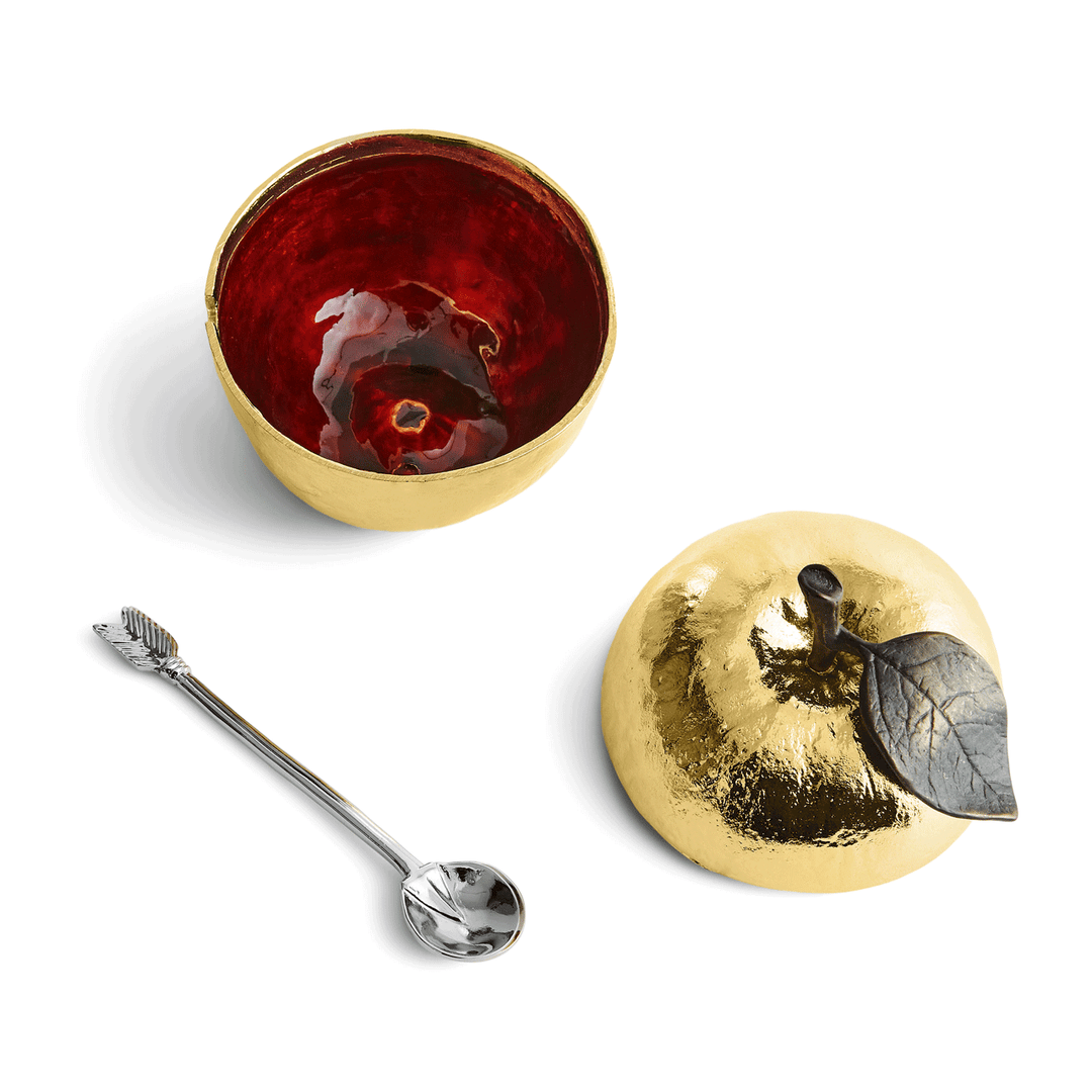Michael Aram Gold Apple Honey Pot With Spoon