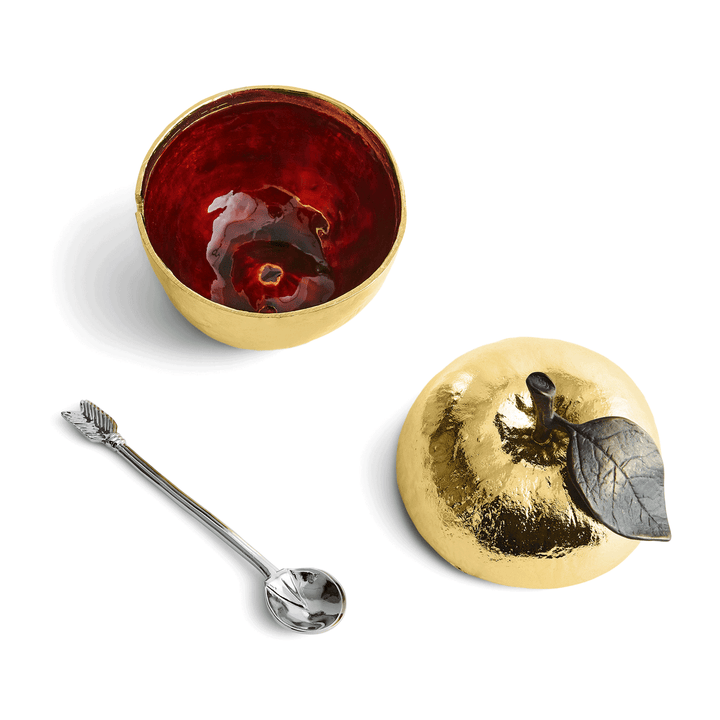 Michael Aram Gold Apple Honey Pot With Spoon