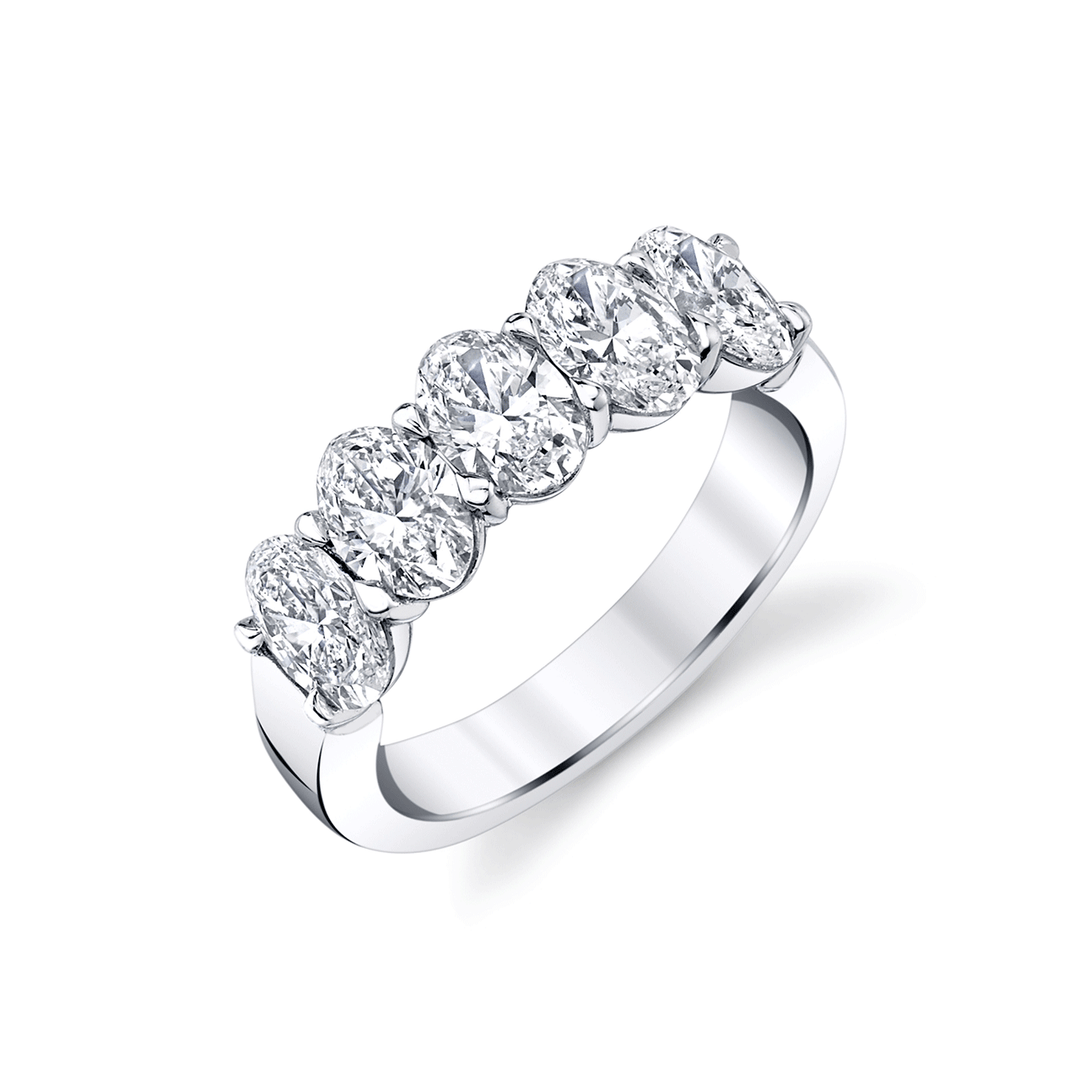 Platinum and 5 Oval Diamond 2.52 Total Weight Band