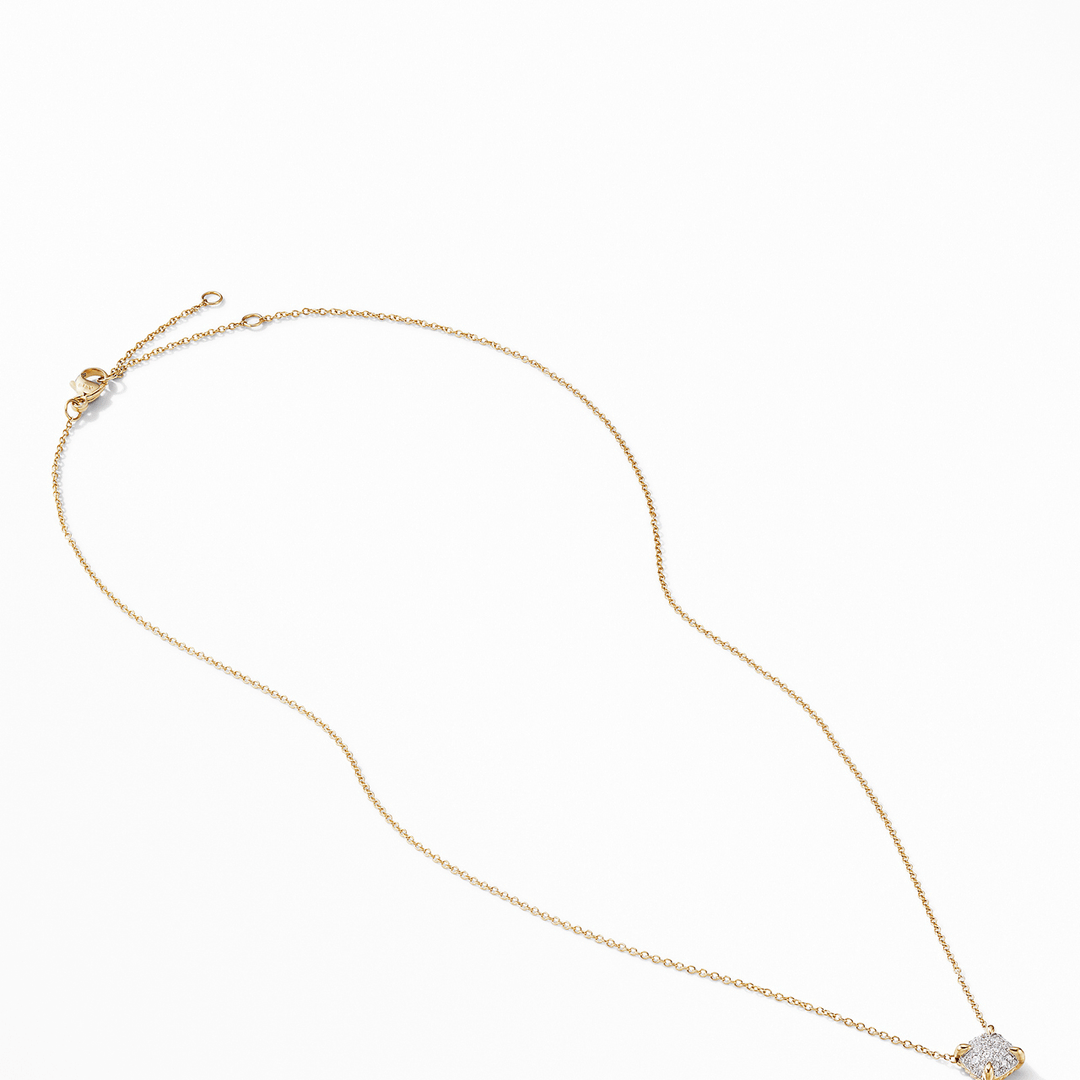 David Yurman Chatelaine Pendant in 18k Yellow Gold with Full Pavé Diamonds