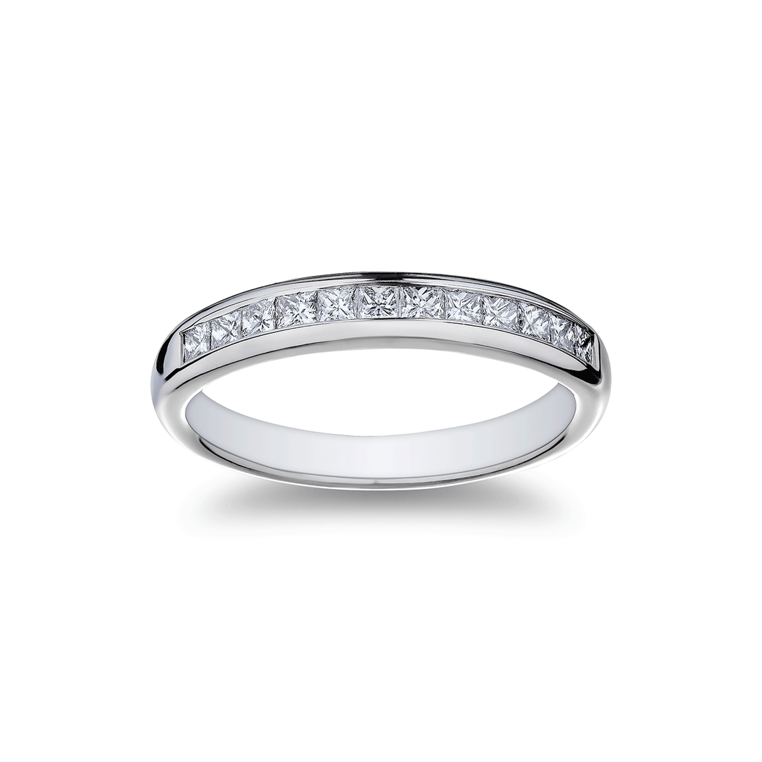 Platinum and Princess Cut Diamond .48 Total Weight Channel Set Band