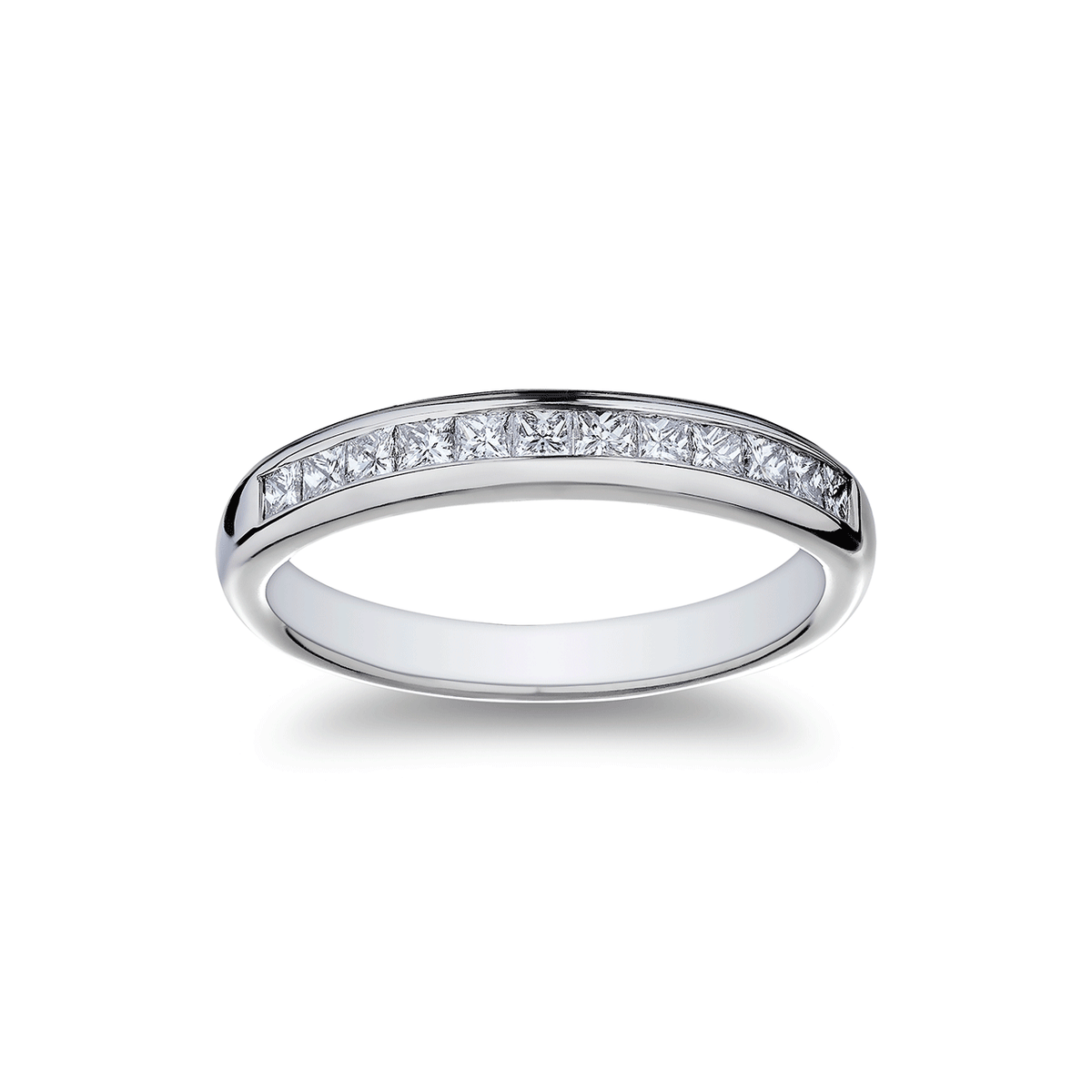 Platinum and Princess Cut Diamond .48 Total Weight Channel Set Band