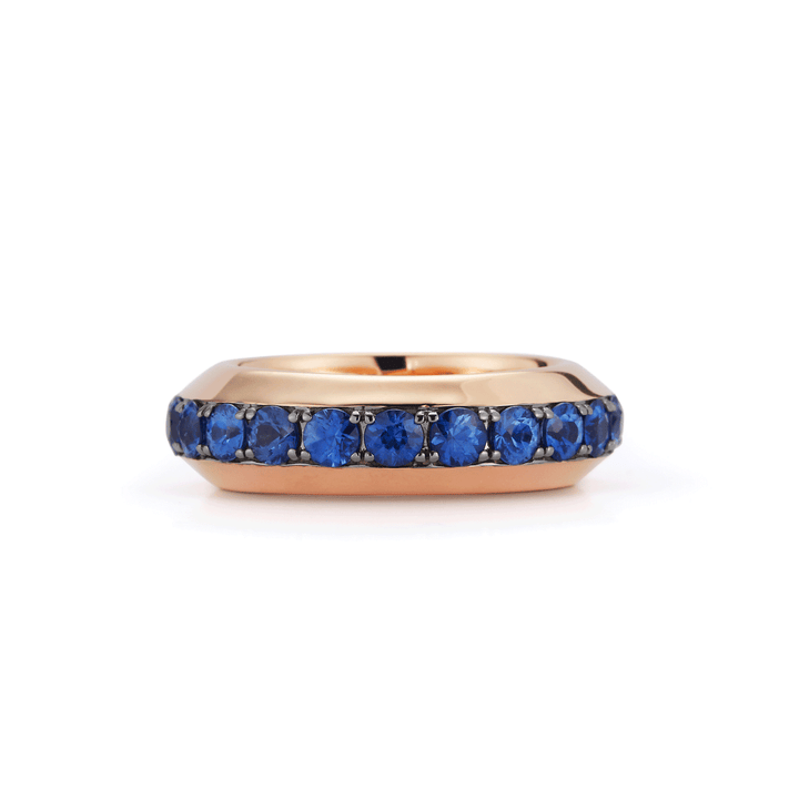 Walters Faith Grant 18k Rose Gold and Blue Sapphire Angled Band Ring