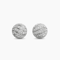 David Yurman Sculpted Cable Stud Earrings Sterling Silver with Diamonds, 9mm
