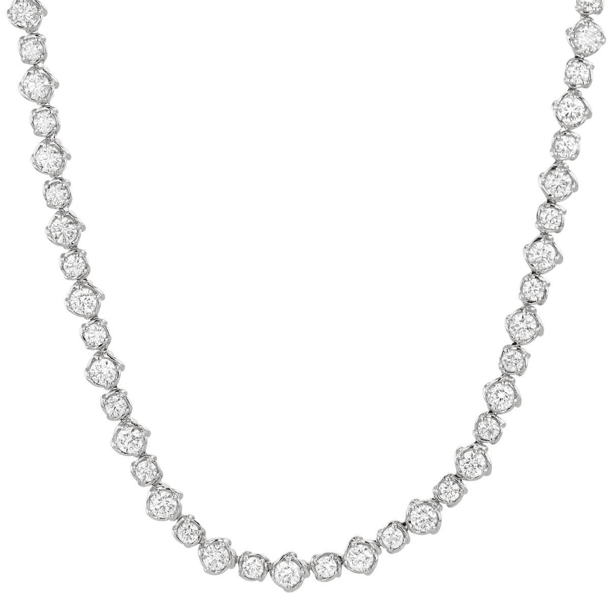 Hamilton Duet Collection 18k White Gold and 8.22 Total Weight Natural Diamond Line 16 Inch Necklace