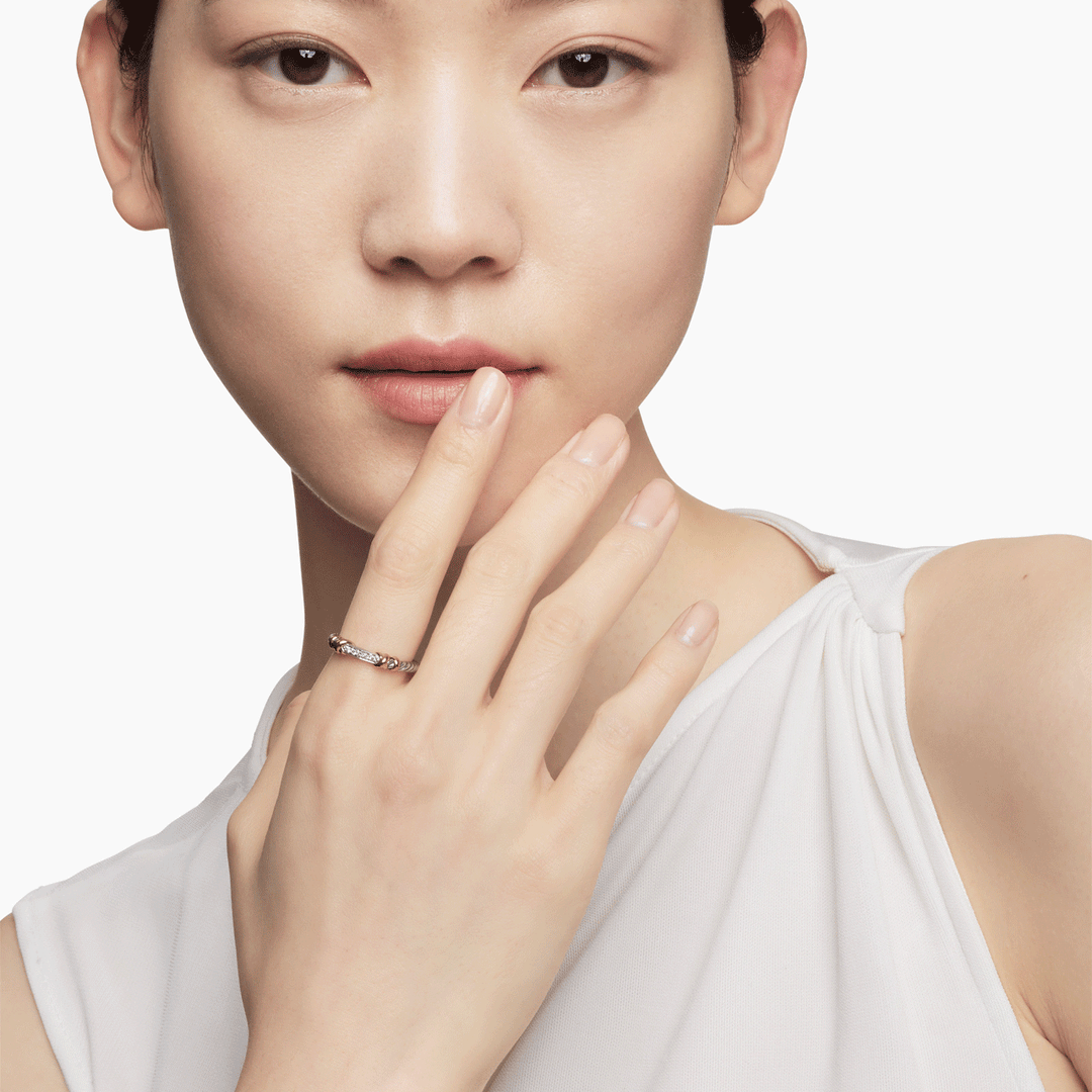 David Yurman Petite Helena Wrap Band Ring Sterling Silver with 18k Yellow Gold and Diamonds, 4mm