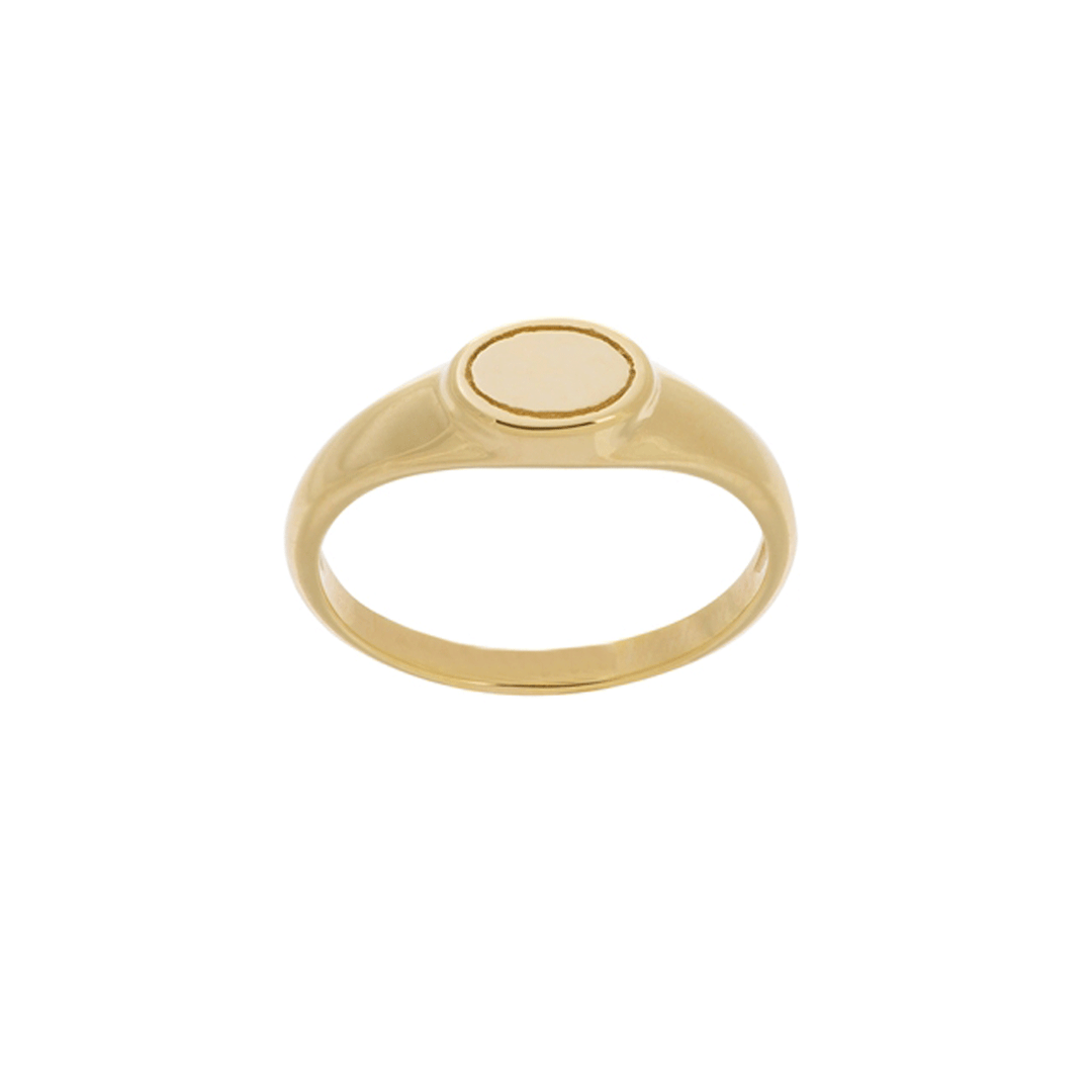 14k Yellow Gold Petite Oval Signet Ring