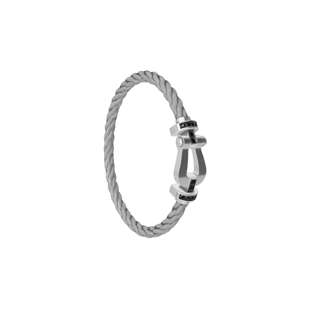 FRED FORCE 10 Steel Cord Cable with 18k White Gold LG Buckle Half Black Diamond, Exclusively at Hamilton Jewelers