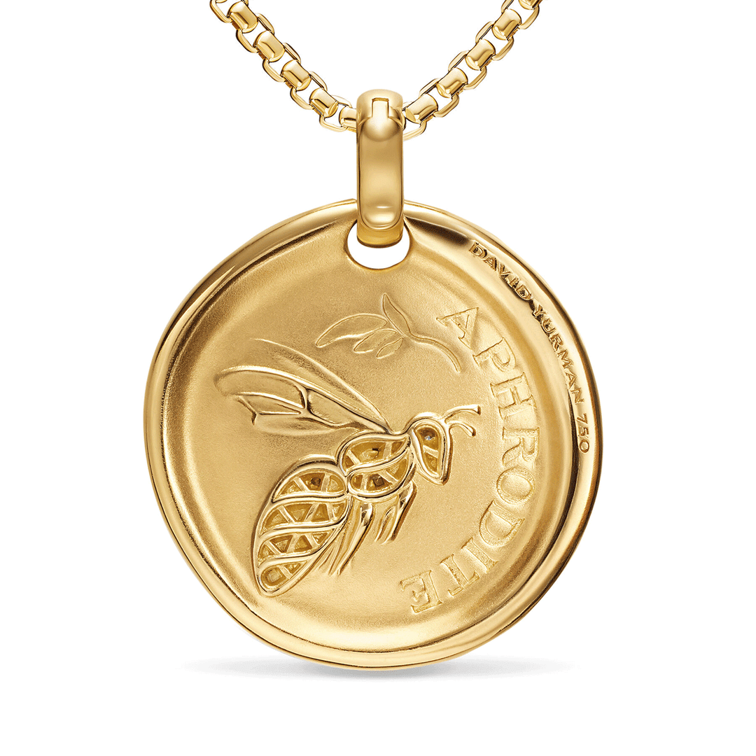 David Yurman Aphrodite Medallion Amulet 18K Yellow Gold with Diamonds, 28.3mm