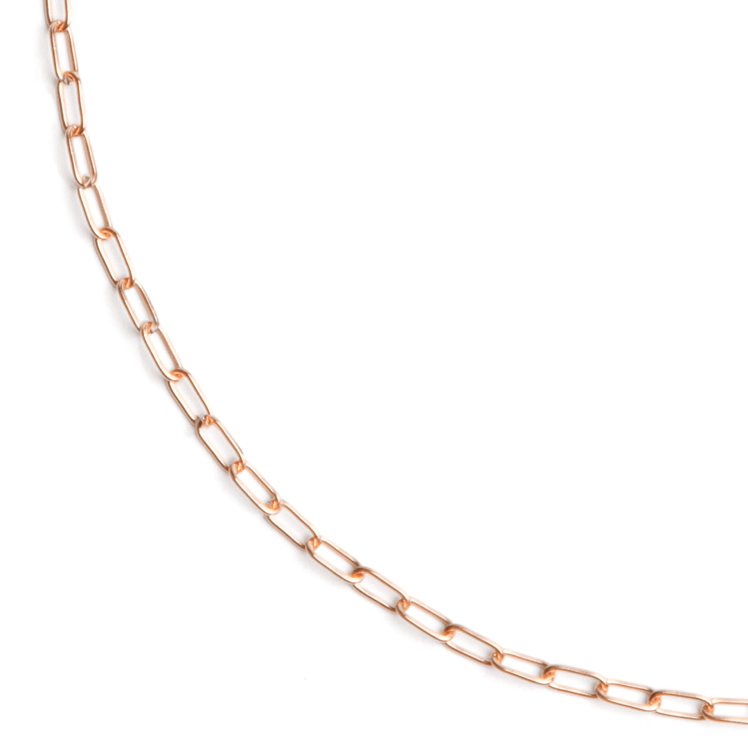 14k Rose Recycled Gold Small 2.6mm Long Link Chain 16" Necklace