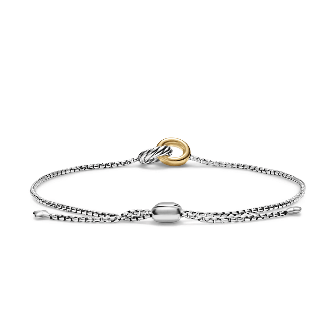 David Yurman Petite Cable Linked Bracelet Sterling Silver with 14k Yellow Gold, 15mm