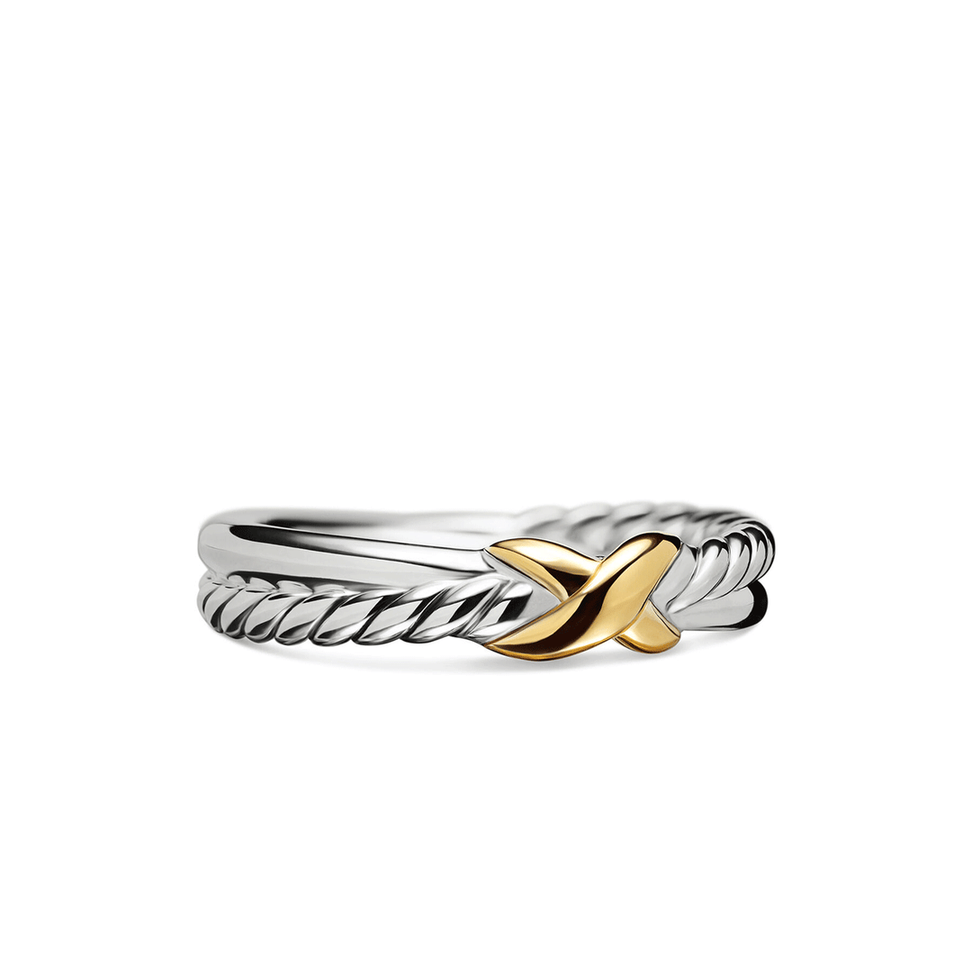 David YurmamPetite X Ring Sterling Silver with 18k Yellow Gold, 4mm