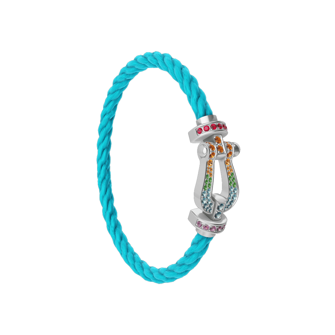 FRED Turquoise Cord Bracelet with 18k Rainbow Gemstone LG Buckle, Exclusively at Hamilton Jewelers