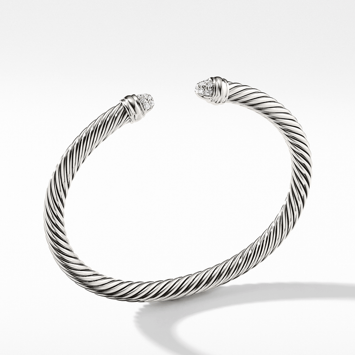 David Yurman Classic Cable Bracelet Sterling Silver with Pavé Diamond Domes, 5mm