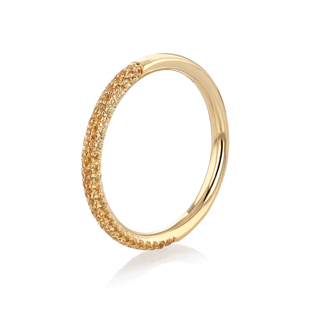 18k Yellow Gold and .40 Total Weight Yellow Sapphire Pave Band