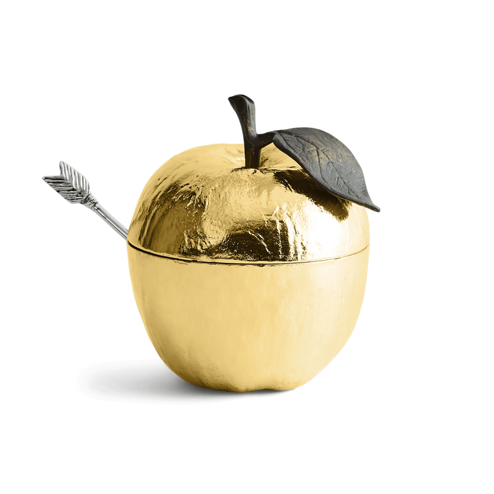 Michael Aram Gold Apple Honey Pot With Spoon