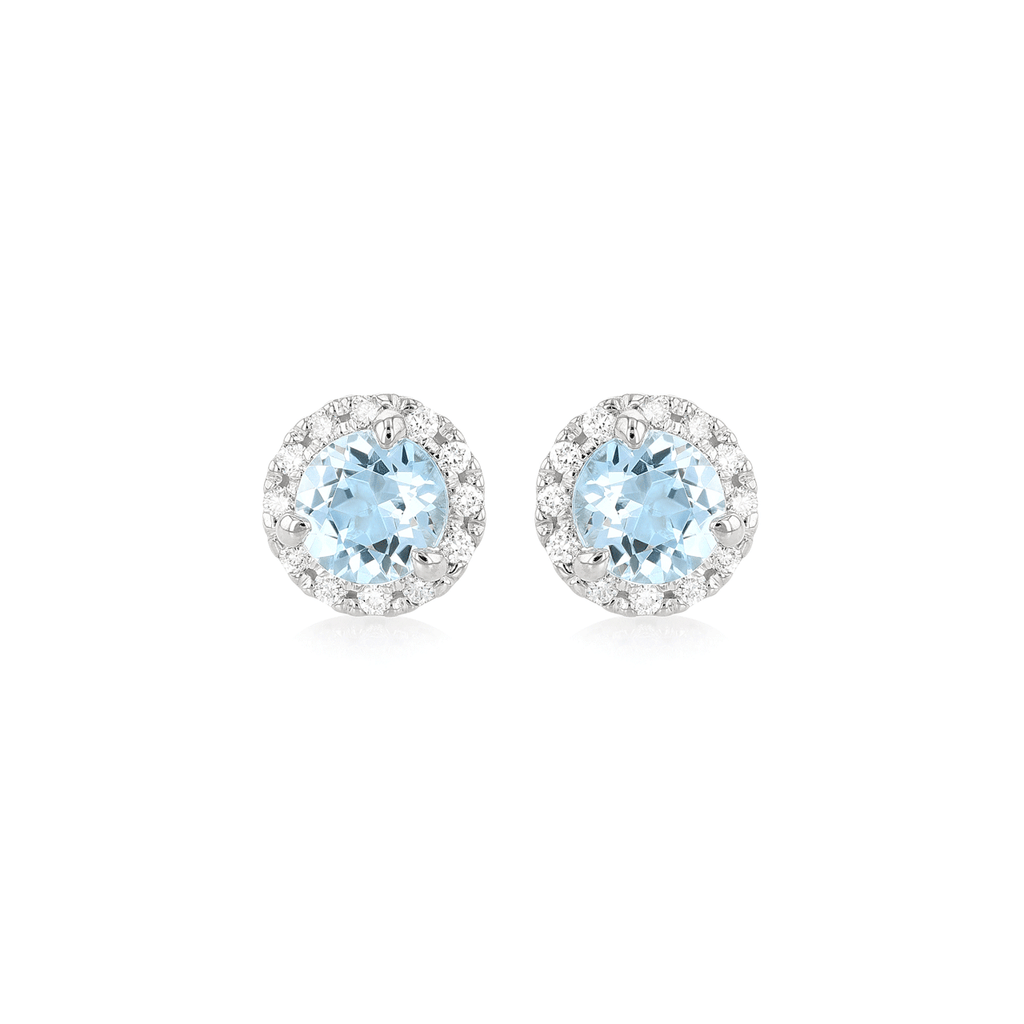 Hamilton Lisette Collection 14k White Gold and 2.60 Total Weight Blue Topaz Diamond Studs