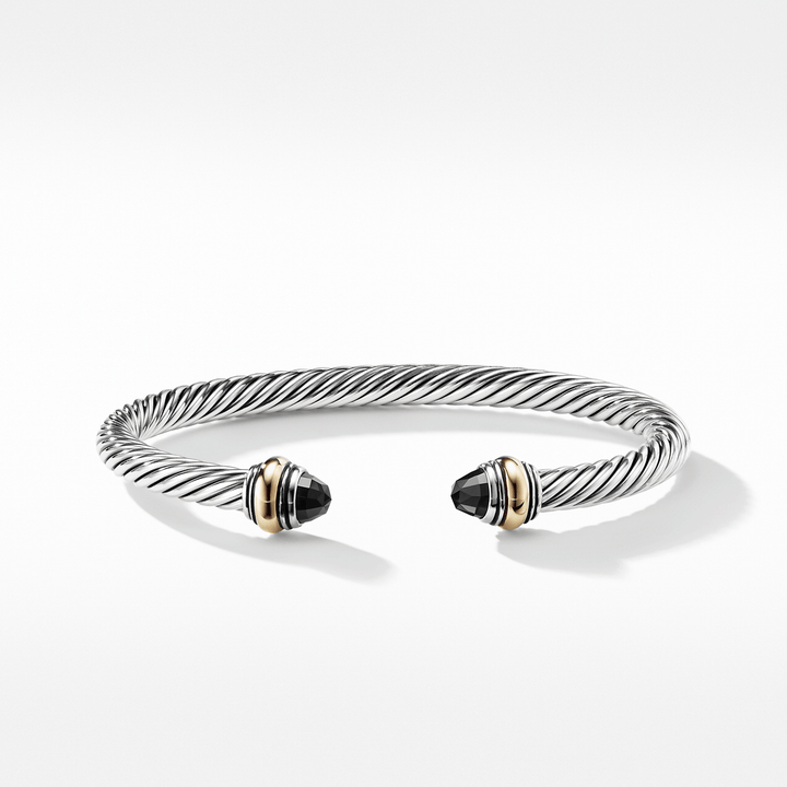 David Yurman Classic Cable Bracelet Sterling Silver with 14k Yellow Gold and Black Onyx, 5mm