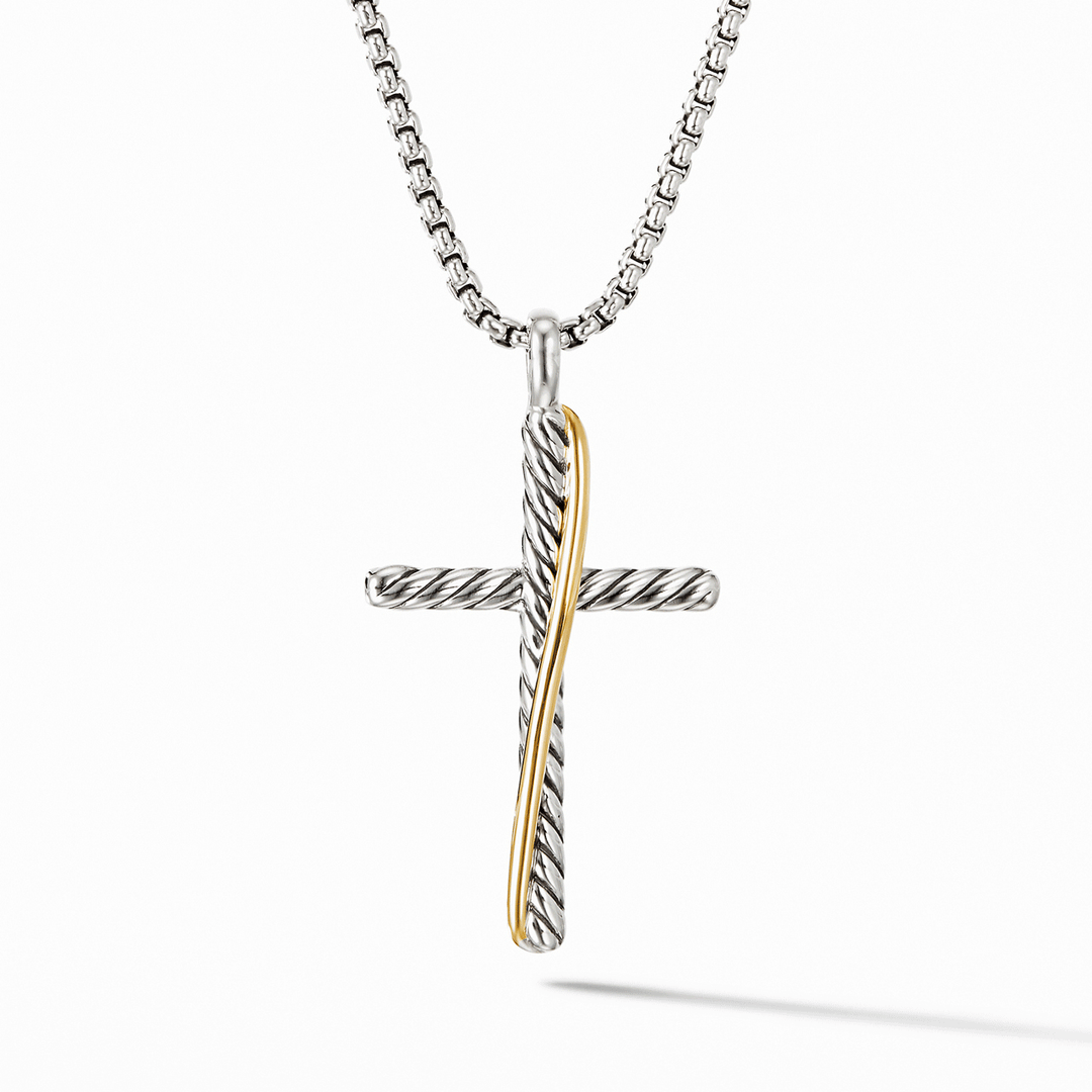 David Yurman The Crossover Collection Cross Necklace with 18k Yellow Gold