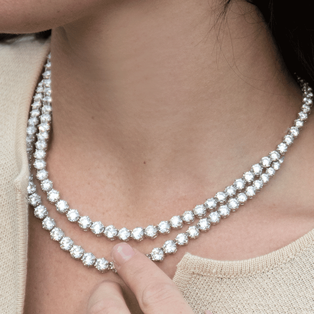 Hamilton Private Reserve Collection 18k Gold and Diamond 46.61 Total Weight Two Row Riviera Necklace