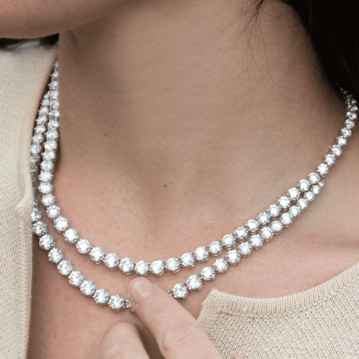 Hamilton Private Reserve Collection 18k Gold and Diamond 46.61 Total Weight Two Row Riviera Necklace