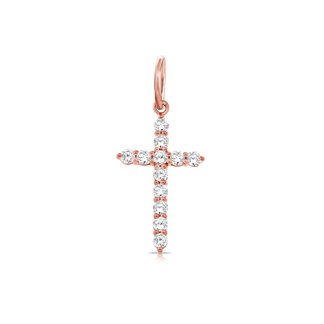 14k Rose Gold and Diamond .36 Total Weight Cross Charm
