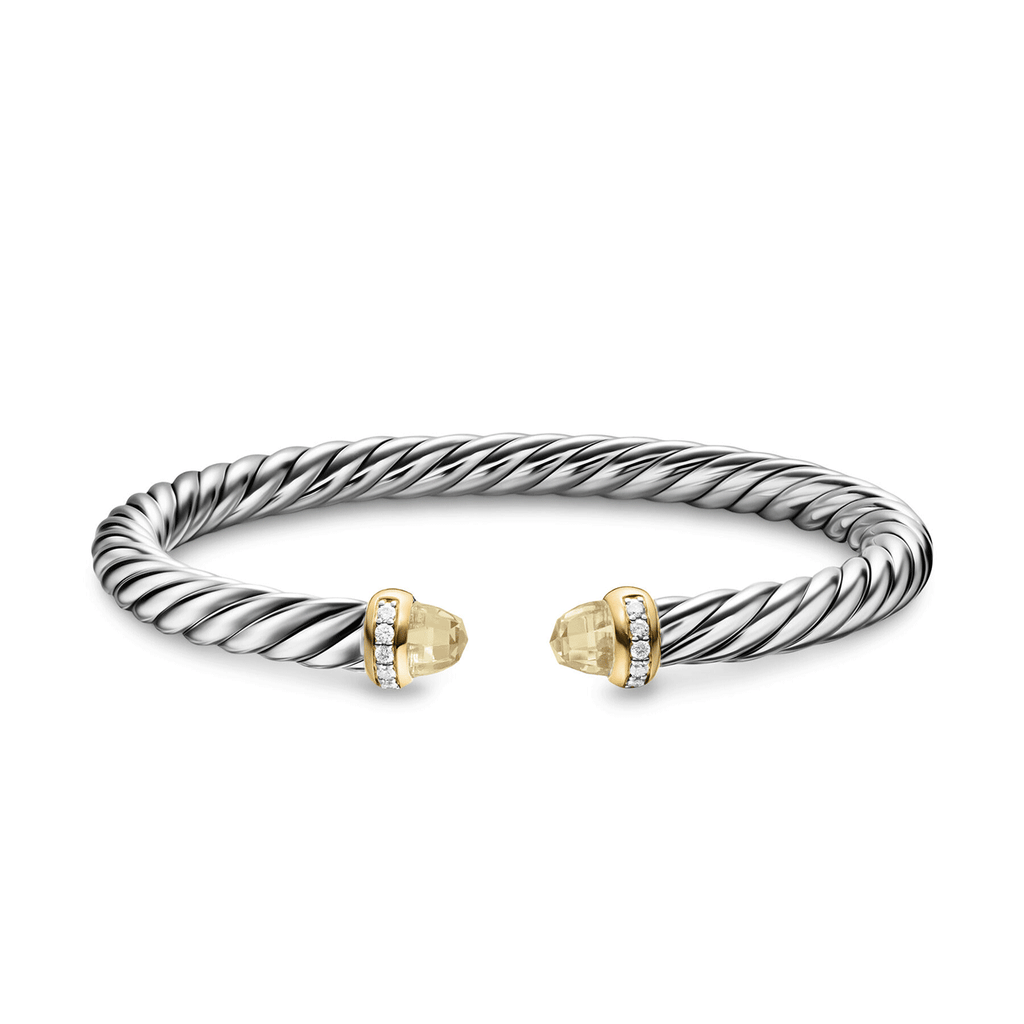 David Yurman Sterling Silver with Citrine and Diamonds, 6mm Cable Flex® Bracelet
