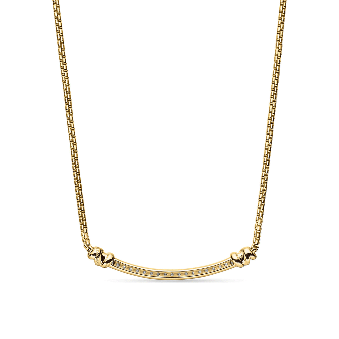 David Yurman Petite Helena Station Necklace in 18k Yellow Gold with Diamonds
