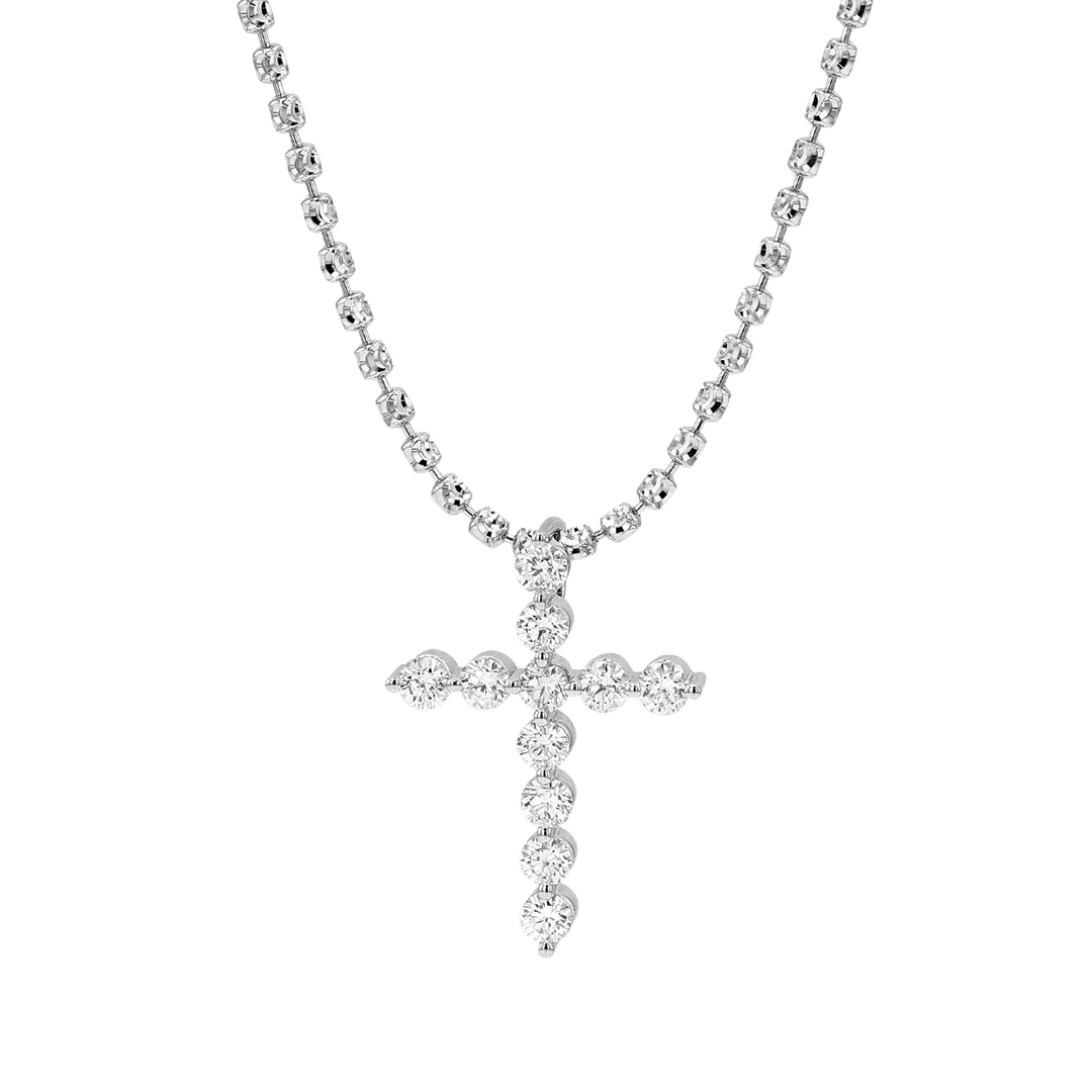 18k White Gold and 0.66 Total Weight Diamond Cross Pendant