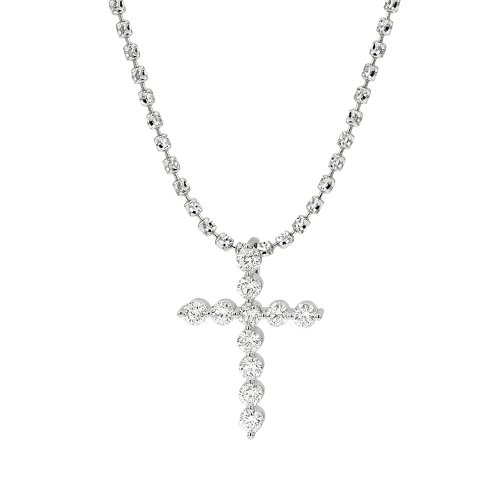 18k White Gold and 0.66 Total Weight Diamond Cross Pendant
