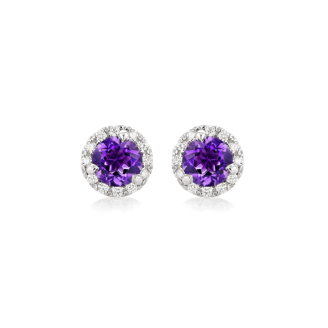 Hamilton Lisette Collection 14k White Gold and 2.02 Total Weight Amethyst Diamond Studs